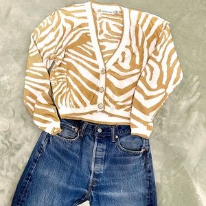 (Donated)Dana Buchman zebra print cardigan